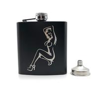 Flasque Flacon de hanche noire 6 oz liqueur flacon en acier inoxydable avec un entonnoir(K)