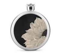 Flasque minimaliste en acier inoxydable avec motif floral abstrait pour liqueur, bouteille à vin portable de poche ronde pour boisson 140 ml
