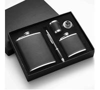 Flasque Personnalisée 8oz+3oz Noir avec Gobelet Inox, Entonnoir Cadeau Homme Fête des Pères VITDIPY