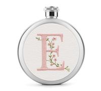 Flasque ronde en acier inoxydable avec lettre majuscule E brodée pour liqueur, bouteille à vin portable pour boisson 140 ml