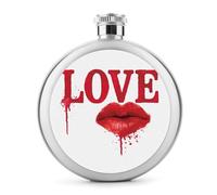 Flasque ronde portable en acier inoxydable avec inscription « Mouth and Word Love » - Pour liqueur - 140 ml