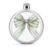 Flasque ronde portable en acier inoxydable avec nœud rayé vert et blanc pastel pour liqueur, 140 ml