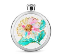 Flasque ronde portable en acier inoxydable avec pétales de crème et centre doré pour liqueur, 140 ml