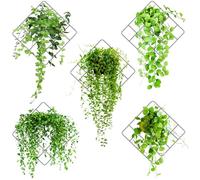Flaxarne Greenery Plante Stickers Muraux Feuille Grille PVC Peel and Stick Décor Salon Chambre