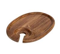 FLCPJGV Assiette de Service pour Apéritifs, Plateau de Service pour Collations, Cadeau Pratique et Portable en Bois avec Porte-gobelet pour Fêtes, Traiteur, V, Ovale