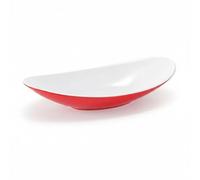 FLCPJGV Assiette Mélamine Plat Ovale Bol Service Résistante à la Casse Effet Céramique Léger Facile à Tenir Adaptée à Banquets Fêtes, Rouge+Blanc, L