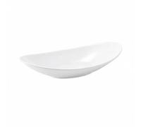 FLCPJGV Assiette Mélamine Plat Ovale Bol Service Résistante à la Casse Effet Céramique Léger Facile à Tenir Adaptée à Banquets Fêtes, Blanc, M
