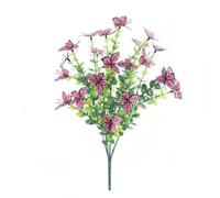 FLCPJGV Bouquet Décoratif Eucalyptus Artificiel avec Papillons Fleurs Branches Feuillage Composition Réaliste sans Besoin d'Arrosage en Plastique Adapté à, Violet