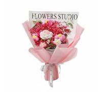 FLCPJGV Bouquet Tricoté Fleur Tricotée Composition Florale Crochet Fait Main Bouquet en Laine et Fleurs Stabilisées Touche Chaleureuse Adapté aux Cadeaux Chambre Salon , Rose