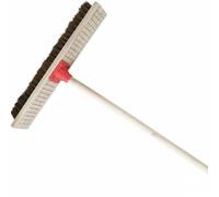 FLCPJGV Brosse de Nettoyage de Sol Brosse à Récurer Balai à Brosses Manche Long Base Bois Fibres de Palmier Robustes pour Rugueuses Murs Sols Adaptée au, 50CM, Avec Poignée