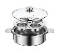 FLCPJGV Cuiseur Vapeur Inox Marmite Vapeur Casserole à Étages Faitout à Vapeur avec Couvercle en Verre Transparent et Trous d'Aération pour Maîtriser la
