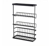 FLCPJGV Étagère de Salle de Bain Étagère Rangement Support Organisateur Rayonnage Fer Autoportant Trois Niveaux Ouverts Grille Inférieure pour Stabiliser, Noir