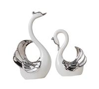 FLCPJGV Figurines de Couple de Cygnes en Porcelaine, Statuette Romantique de Couple, Figurine d'amour en Céramique, Maîtresse de Table Artisanale à Collectionner, Blanc