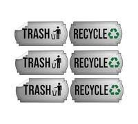 FLCPJGV Lot de 6 Autocollants pour Déchets et Recyclage, Panneaux de Tri Automatique pour La Maison et L'extérieur, Couleur Acier