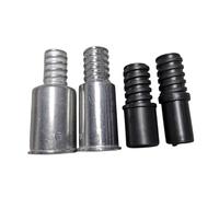 FLCPJGV Manche de Balai Poussoir de Rechange, Embout Fileté, Accessoires de Balai, Accessoire de Plumeau, Pratique pour La Maison, Tête Filetée Universelle, Black Silver 4pcs