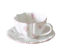 FLCPJGV Tasse à Thé et Soucoupe, Tasse à Café et Soucoupe Ensemble, Ensemble de Tasses à Thé en Porcelaine élégant pour la Maison, le Thé, le Café, la Cuisine