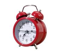FLCPJGV VReveil Analogique Silencieux, Horloge Rétro avec Alarme Design Veilleuse Intégrée, Réveil de Chevet, Petit Alarm Clock, Réveils Pile, Métal Réveil pour Chambre à Coucher,Salon,Cuisine, Rouge