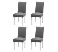 Flearitzo Housse de Chaise en Velours 4 Pièces Chaise Extensible Élastique Gris Anthracite Amovible Lavable de Chaise pour Chaises à Manger Hautes Banquet