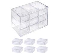 Flearitzo Organiseur de bureau - Boite Rangement Bureau - Boîte de Rangement Plastique Organisateur avec 9 Tiroirs Amovibles pour Jouets, Bijoux, Perles, Outils, Bijoux, Maquillage, Épingles, Vis