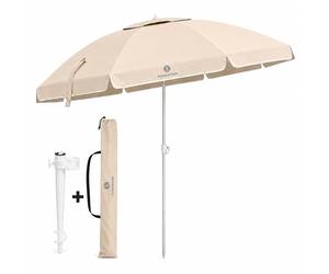 Fleau Goods Set Parasol de Luxe 180 cm - Protection UV - Plage/Jardin - Parasol de plage avec vis sans fin et sac de transport - Socle inclus