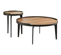 FLECHER - Ensemble Table Basse Bout de Canapé en Chêne et Métal Gris Antrhacite - Altobuy Noir G