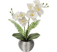Fleur artificielle Orchidée blanche Deko fleurs pot 33cm - phalaenopsis pour salon salle de bains bureau