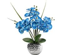 Fleur artificielle Orchidée bleue Phalaenopsis 49 cm pot céramique