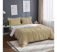 Fleur Blanche Simple Literie Set,Jaune X Cm Housse De Couette King Size, Couette En Microfibre Fermeture À Glissière Respirant, Décolore Pas, Avec
