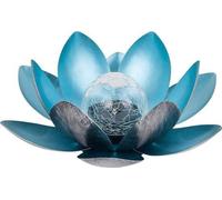 Fleur de lotus, rayons de soleil, jardin, architecture - Argent/Bleu - Métal - 27,5 cm de diamètre