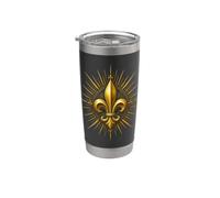Fleur de lys ornée de soleil héraldique emblème vintage art Gobelet isotherme en acier inoxydable double paroi