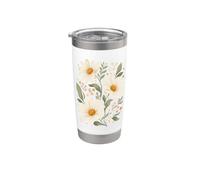 Fleur de Marguerite Vintage Aesthetic Botanique Gobelet isotherme en acier inoxydable double paroi