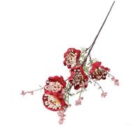 Fleur décorative en mousse à tige unique avec forme de rhododendron et motif papillon pour table de mariage et décoration d'étagère (rouge)