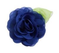 Fleur En Mousseline 10 pièces 8,5 cm en mousseline de soie tissu fleur fleurs avec feuille verte artificielles for invitation mariage(Blue)