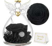 Fleur éternelle, figurine d'ange en verre, cadeau pour femmes, maman, fête des mères, Noël, Saint-Valentin, couleur noire