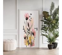 Fleur Rose Poster de Porte 3D Trompe L'oeil, Floral Aquarelle Auto-Adhésif Sticker Porte pour Chambre Cuisine, Plante Moderne Minimaliste Stickers Autocollants de Porte 85x215 cm