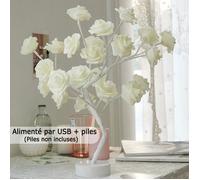 Fleur Rose Tree Lamp Décor de chambre Mignon pour le Salon de la Chambre à Coucher, Fleurs blanches, branches blanches