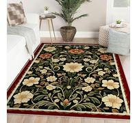 Fleuri 210x240cm Tapis pour Salon Doux antidérapants lavables pour Salle à Manger Chambre Rugs Floraux victoriens à Poil Bas Floraux victoriens Fleurs et Feuilles Sarcelle Tapis