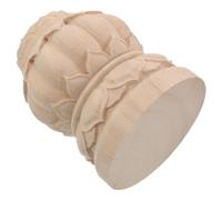 Fleuron en Bois Non Peint, Poteau D'escalier Rond, Décor Lotus | Ornement Traditionnel Beige, Base Plateforme Ronde 8x10cm, pour Autel Bouddhiste et Montants