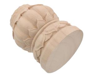 Fleuron en Bois Non Peint, Poteau D'escalier Rond, Décor Lotus | Ornement Traditionnel Beige, Base Plateforme Ronde 8x10cm, pour Autel Bouddhiste et Montants