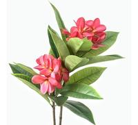 Fleurs artificielles de frangipanier artificielles de 90 cm, 2 tiges, au toucher réaliste pour la maison, les fêtes, les mariages, les bouquets de décoration de la maison (rouge)