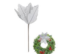 Fleurs artificielles de Noël pour couronne de fleurs artificielles | Poinsettia de Noël pour maison, table, cheminée, étagère, automne, fête, couronne, vacances, salon Argenté