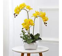 Fleurs artificielles, Décor Fleurs Artificielles avec Vase Orchidée(Yellow)