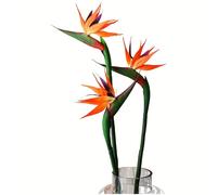 Fleurs artificielles d'oiseau du paradis, 3 pièces, Strelitzia en caoutchouc, fleur à longue tige de 24.5 pouces, adaptée au bricolage, décor à thème de fête à domicile 3pcs-Blue Red Orange