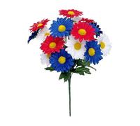 Fleurs artificielles en soie, arrangements floraux | Fleurs artificielles rouges, blanches et bleues pour cimetière pour les personnes âgées, l'histoire familiale, les amoureux