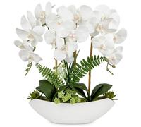 Fleurs artificielles orchidées dans des pots en céramique blanche, idéales pour la décoration intérieure