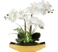 Fleurs artificielles Orchidées Phalaenopsis Deko Bonsai Blanc Or Pot 38CM