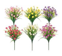 Fleurs Artificielles pour L'Extérieur, 6 Lots de Plantes Artificielles D'Extérieur, Fausses Fleurs, Fausses Plantes Résistantes Aux