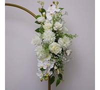 Fleurs artificielles - Roses blanches, orchidées papillon, gypsophile, amarante boule pour arche, fête, décoration de mariage, Saint-Valentin, cadeaux, anniversaire, remise de diplôme Taille Unique,Ro