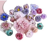 Fleurs artificielles, roses en soie, décoration intérieure, lot de 21 pièces, couleur violette