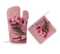 Fleurs dans le panier Ensembles de gants de cuisine et de maniques pour cuisine, gants de four et maniques pour la cuisson, les grillades, les essentiels de l'appartement